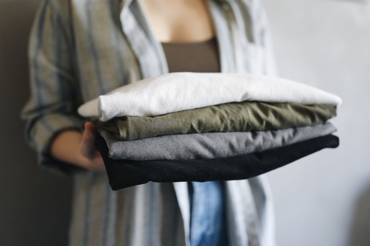 Stack of folded shirts